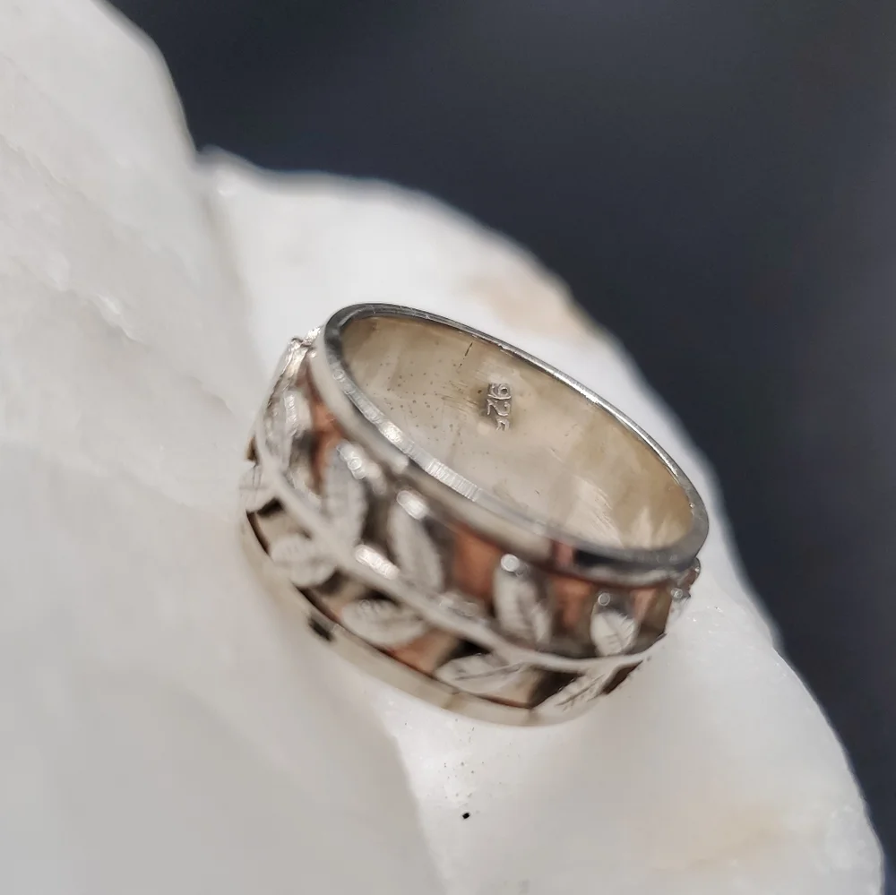 Sterling Silver 925/14k Rose Gold Ring Designer Silversmith Boho Leaf Branch
